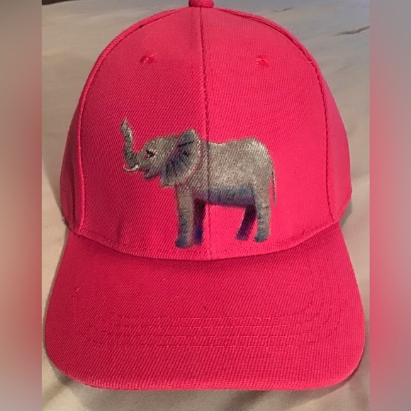 Hand-Painted Pink Elephant Baseball Hat - Picture 5 of 6